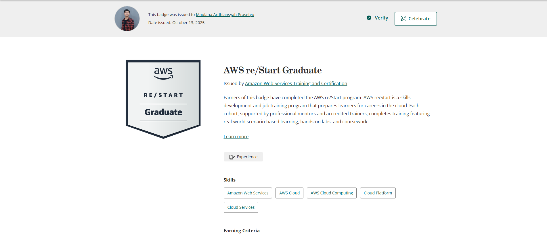 AWS re/Start Graduate